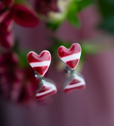 Earrings &quot;Hearts&quot; in Latvian flag colors